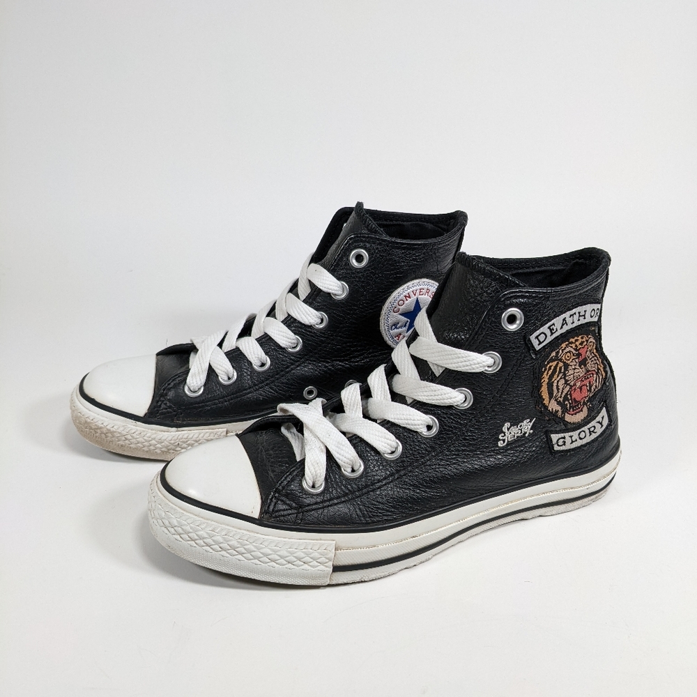 Converse x Sailor Jerry black leather high tops Death or Glory Women’s size 7